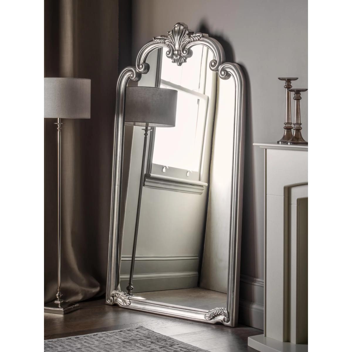 Ornate Decorative Wall Mirror, Silver – image 4