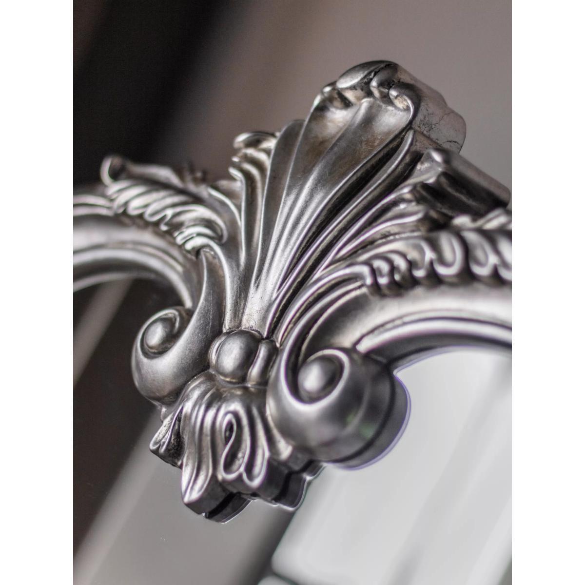 Ornate Decorative Wall Mirror, Silver – image 5