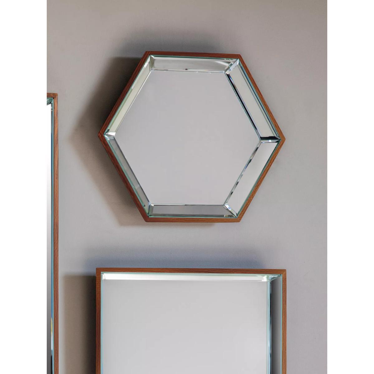 Pacific Hexagonal Wood Frame Mirrors, 35 x 30.5cm, Set of 6, Bronze/Clear – image 2