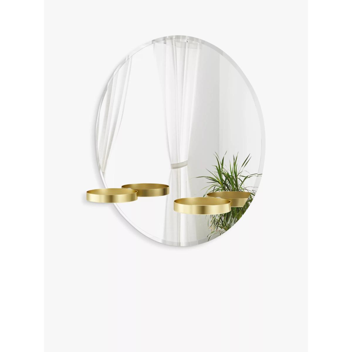 Umbra Perch Round Wall Mirror with 2 Shelves, 61cm, Brass – image 2
