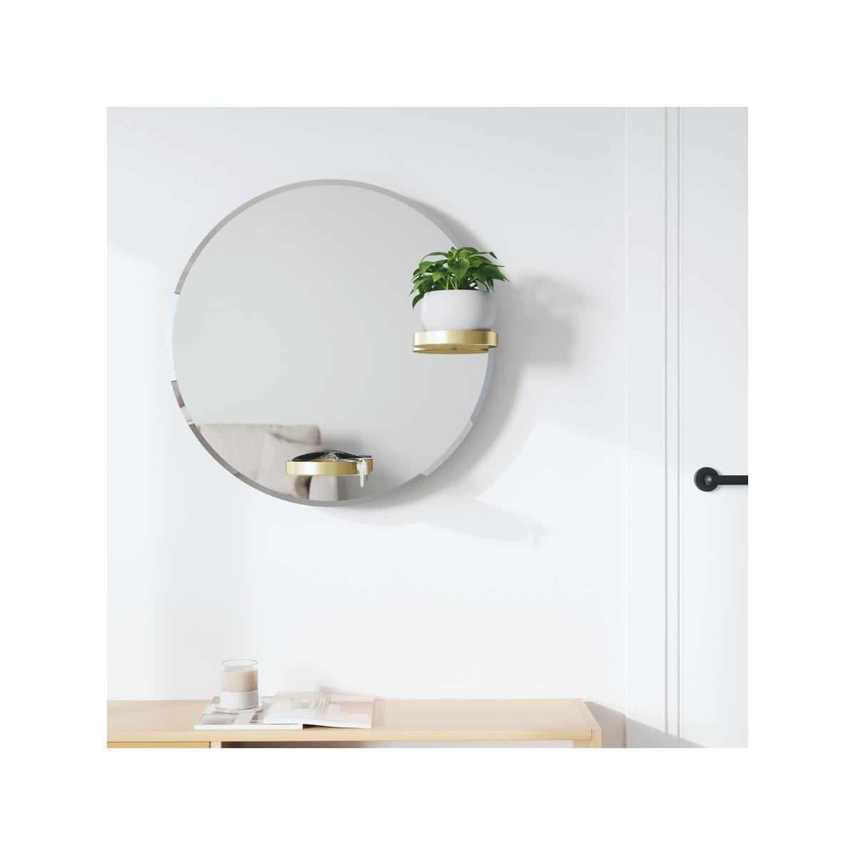 Umbra Perch Round Wall Mirror with 2 Shelves, 61cm, Brass – image 3