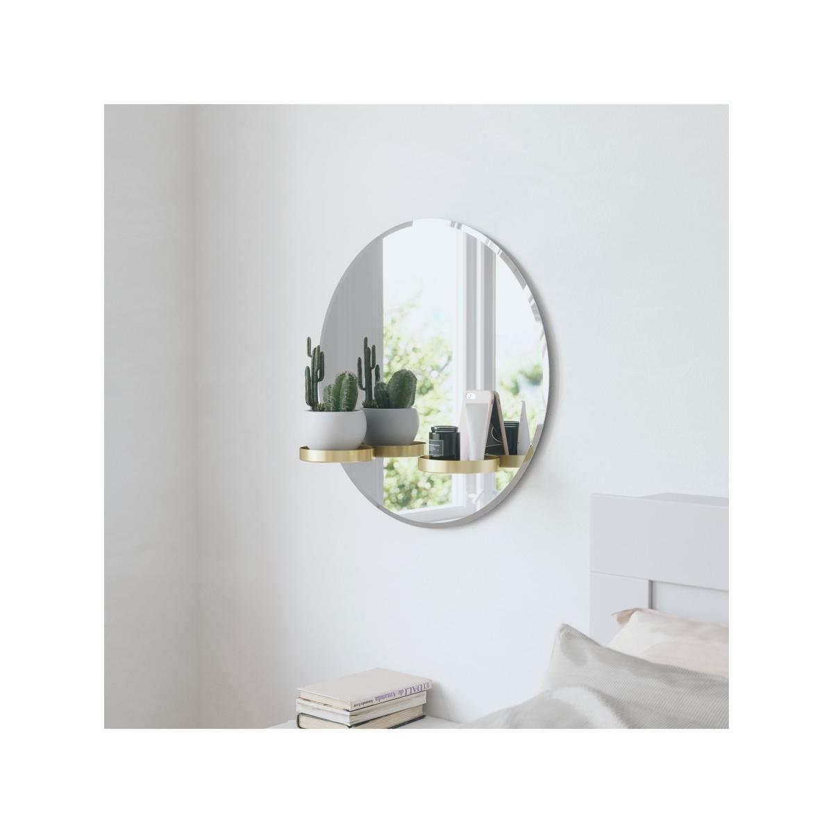 Umbra Perch Round Wall Mirror with 2 Shelves, 61cm, Brass – image 4
