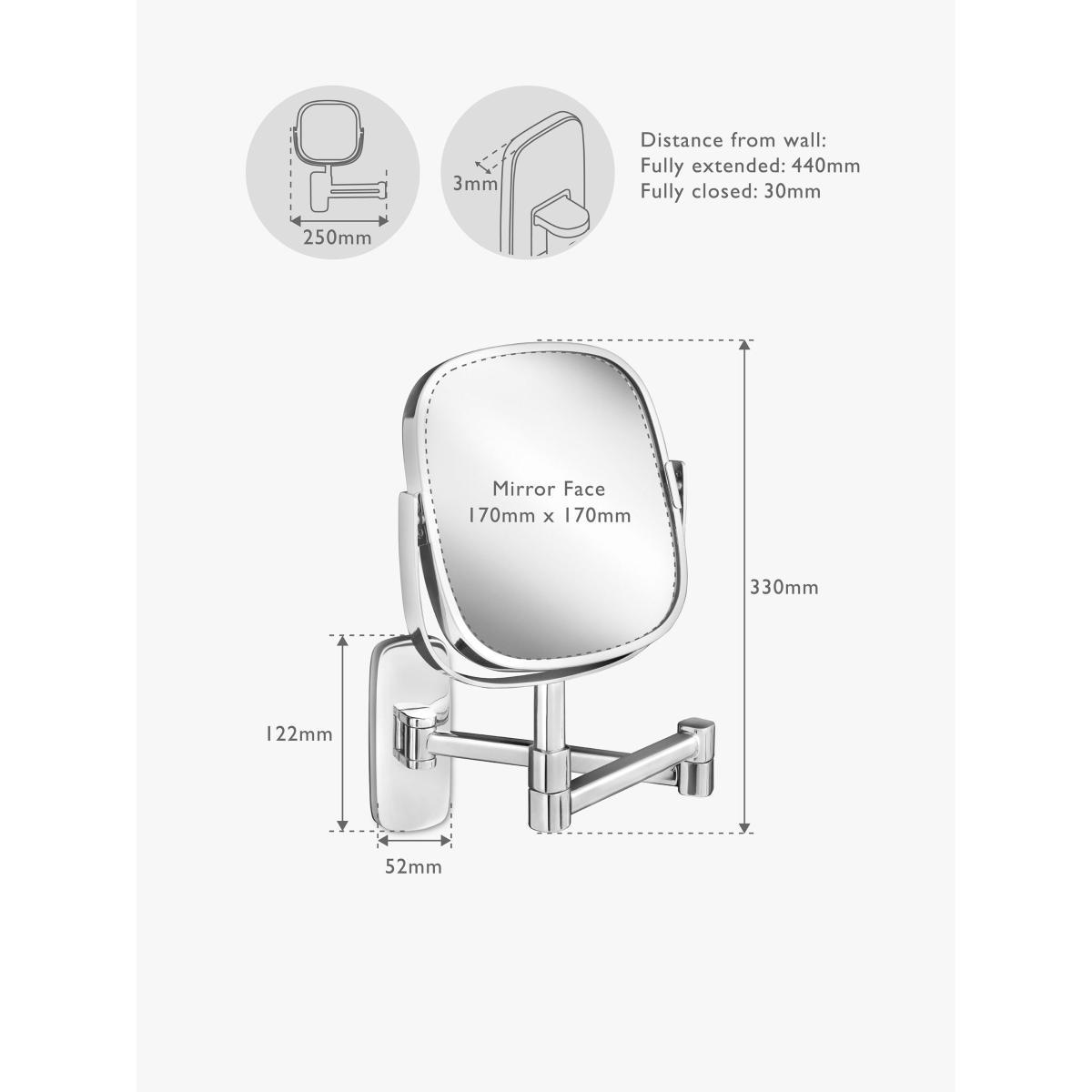 Robert Welch Bathroom Burford Extendable Magnifying Wall Mirror – image 2