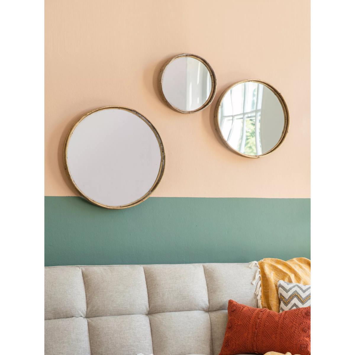 Rico Round Rattan Frame Mirrors, Set of 3 – image 2