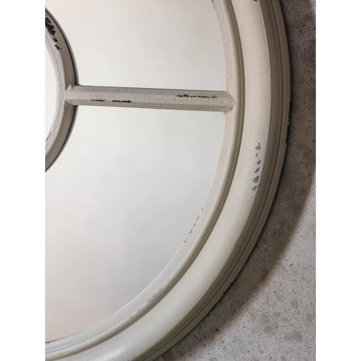 Somerford Round Wood Frame Window Wall Mirror, 70cm, White – image 3