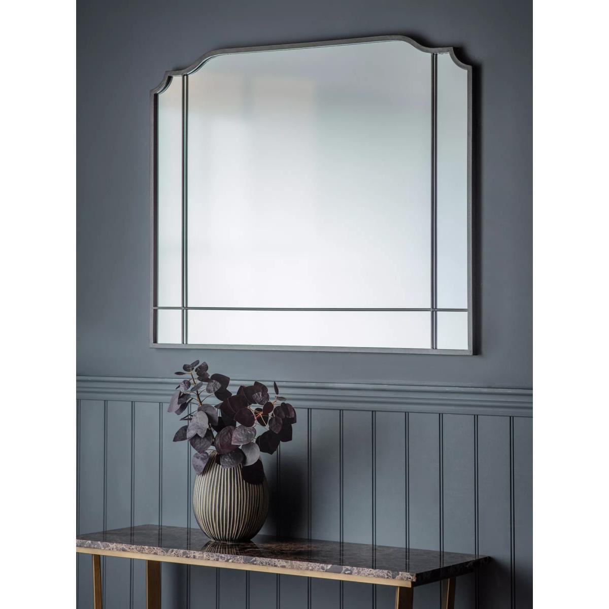 Wardour Metal Frame Overmantle Wall Mirror, 86.5 x 105cm, Grey – image 2
