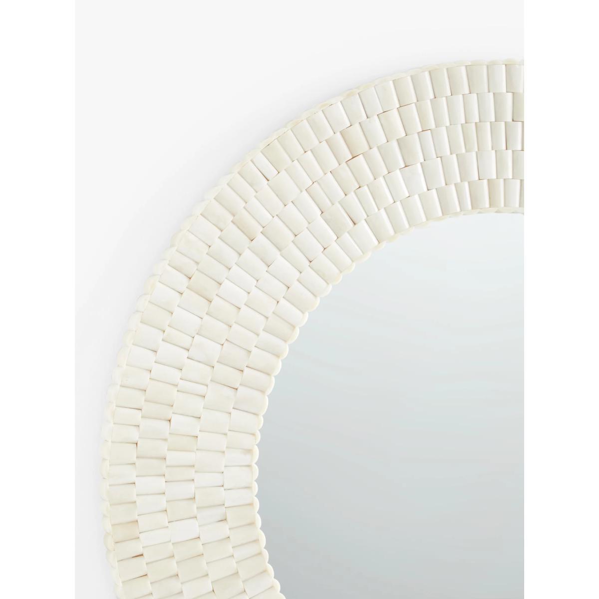 John Lewis & Partners Bone Inlay Textured Round Mirror, 70cm, Natural – image 2