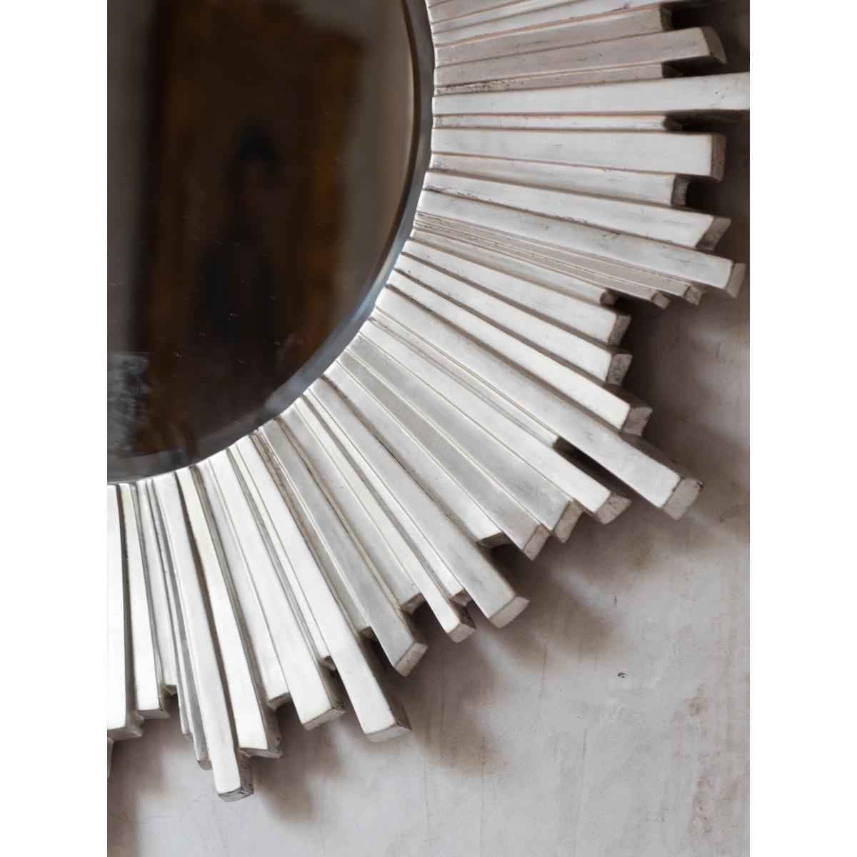 Herzfield Starburst Round Mirror, 100cm, Silver – image 3