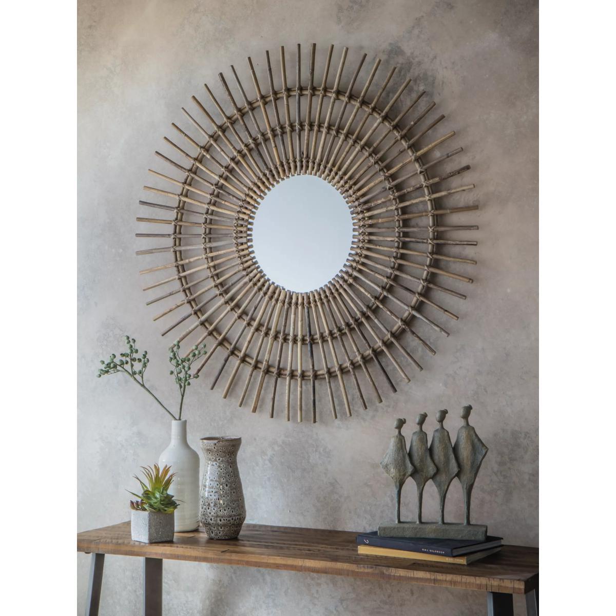 Volta Round Rattan Wall Mirror, Dia.100cm, Natural – image 6