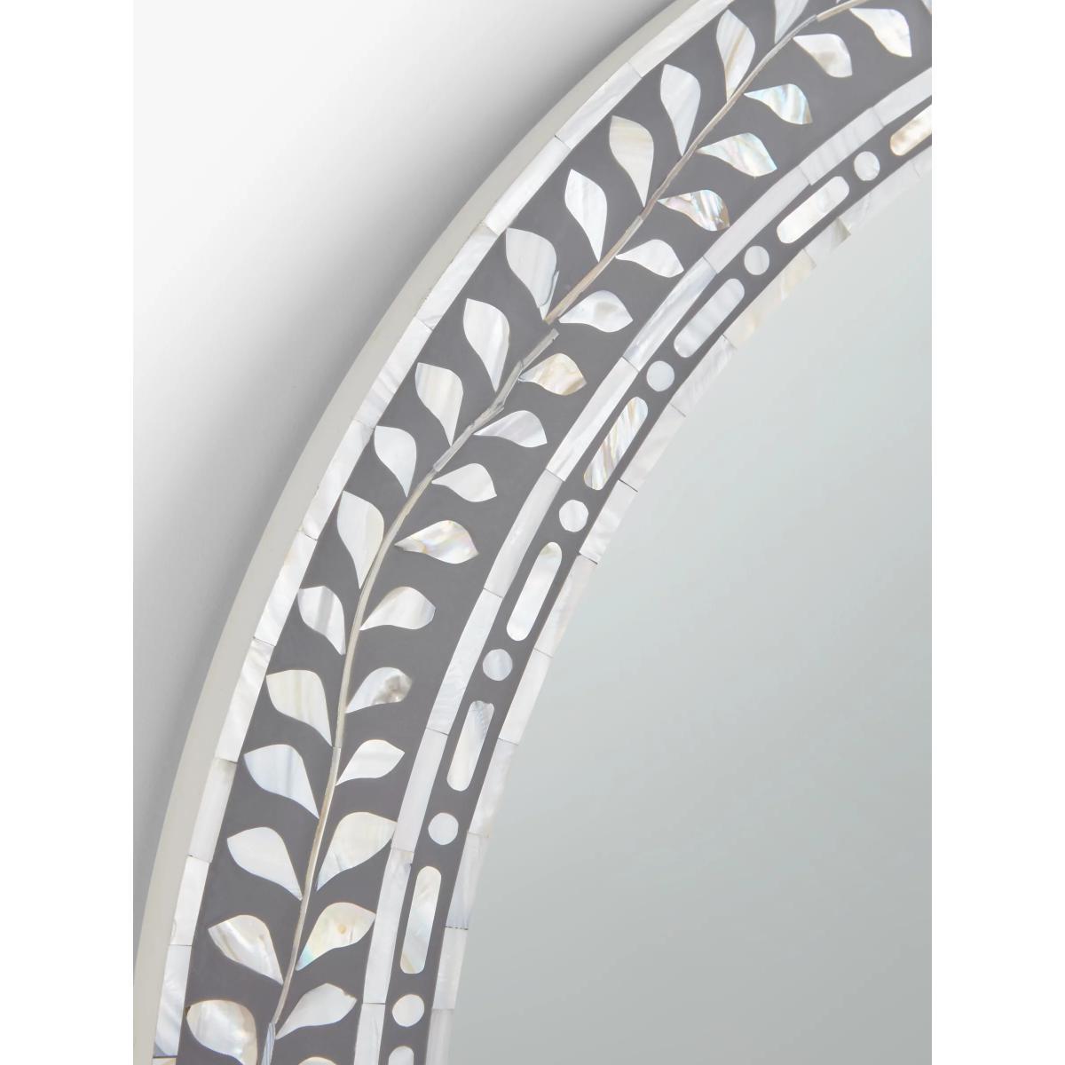 John Lewis & Partners Mother Of Pearl Leaves Round Wall Mirror – image 3
