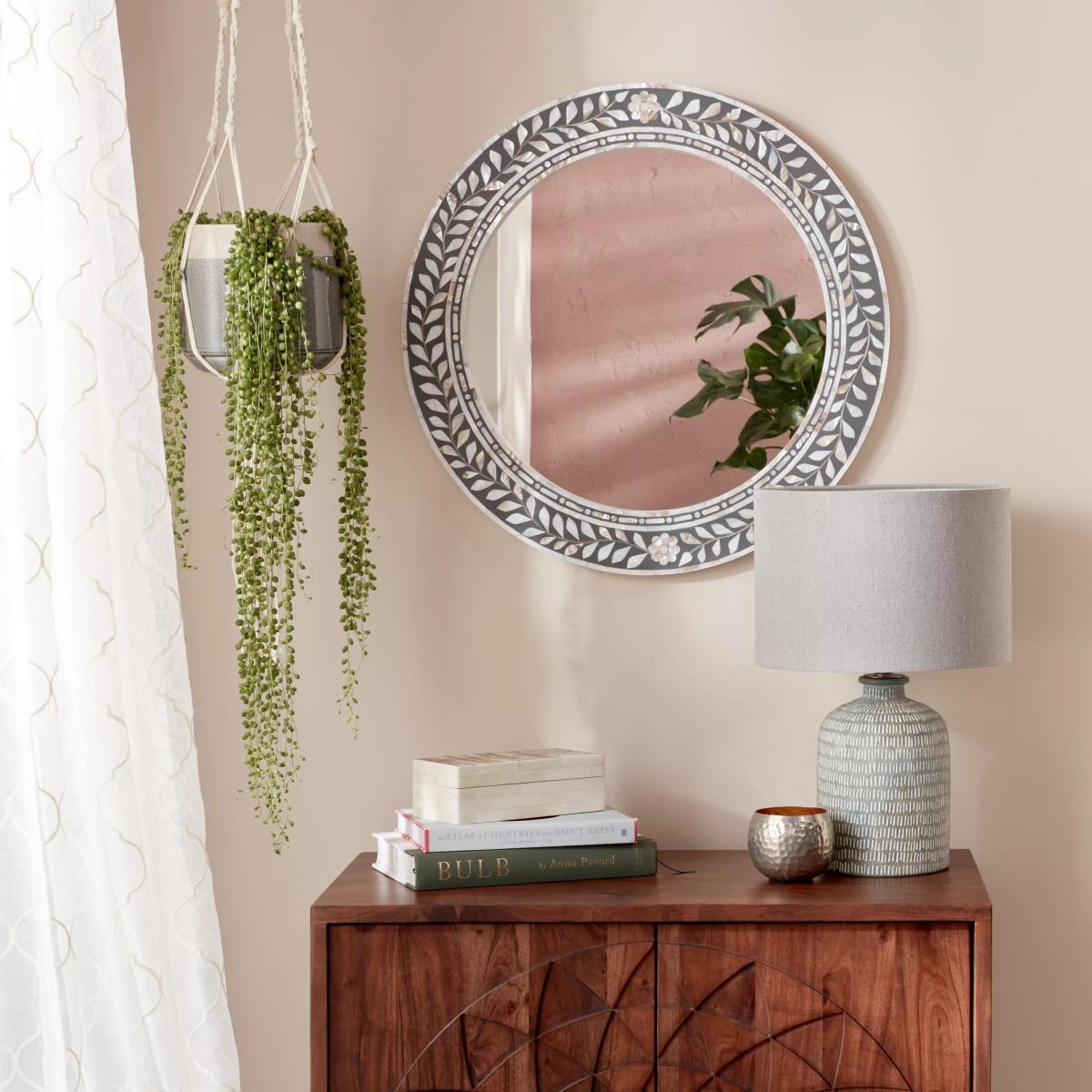John Lewis & Partners Mother Of Pearl Leaves Round Wall Mirror – image 4