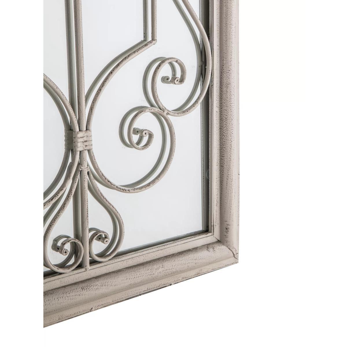 Fleura Outdoor Garden Wall Ornate Arched Mirror, 96.5 x 49cm, Antique Ivory – image 3