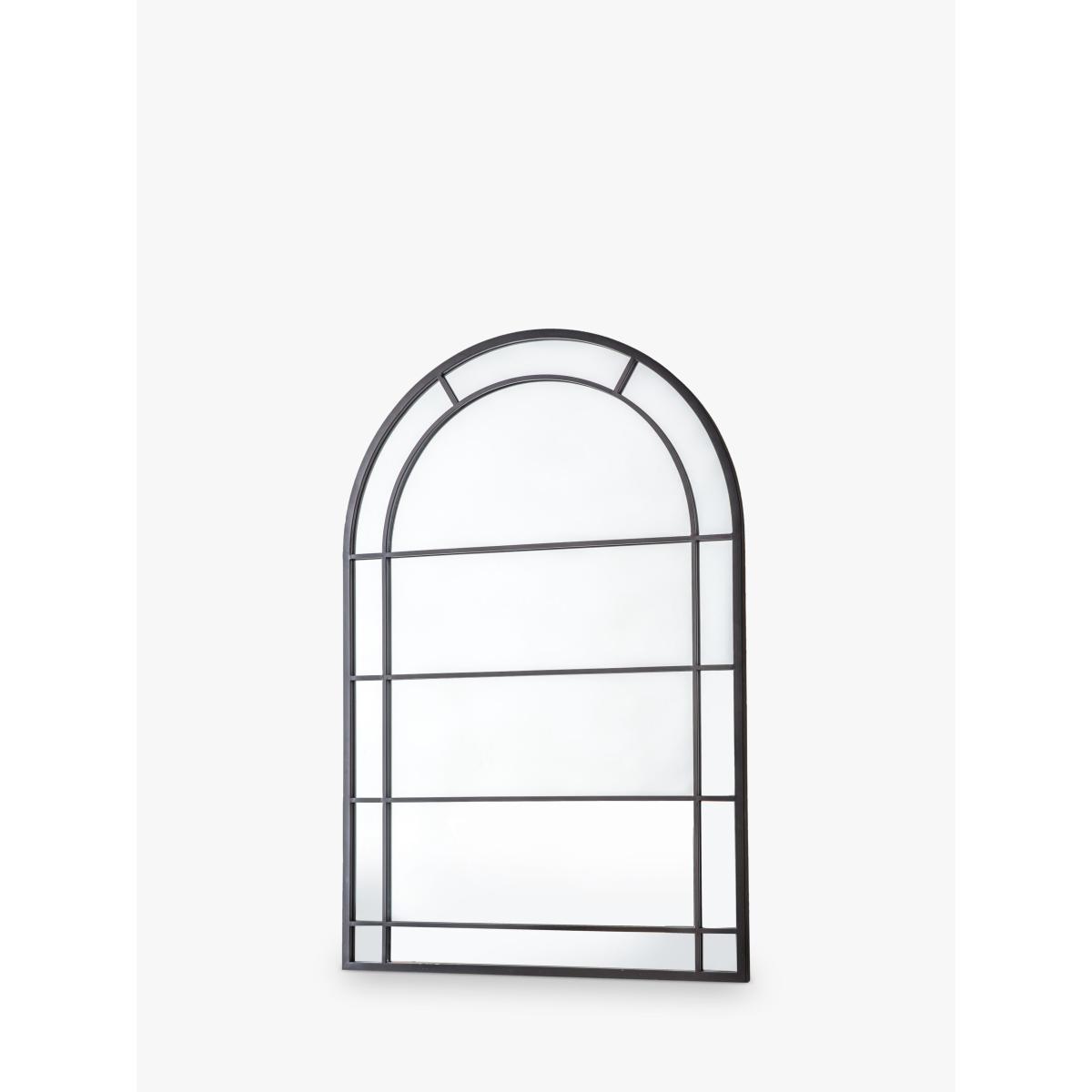 Modern Arch Window Metal Frame Indoor/Indoor/Outdoor Wall Mirror, 135 x 90cm, Black – image 2