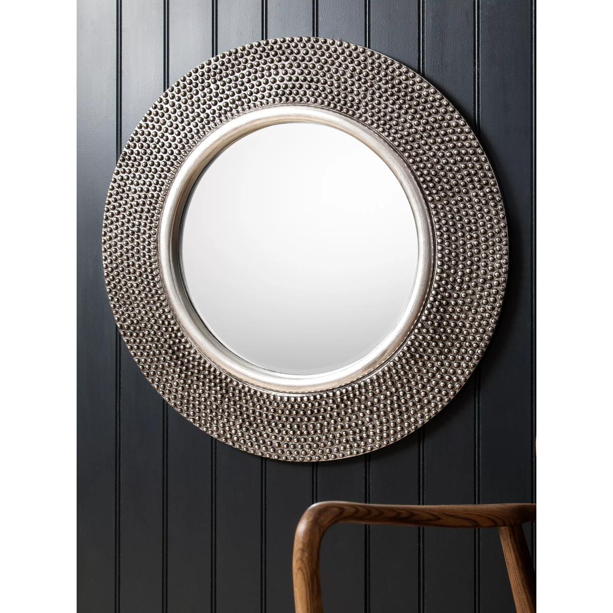 Whittington Round Textured Mirror, 80cm, Silver – image 2