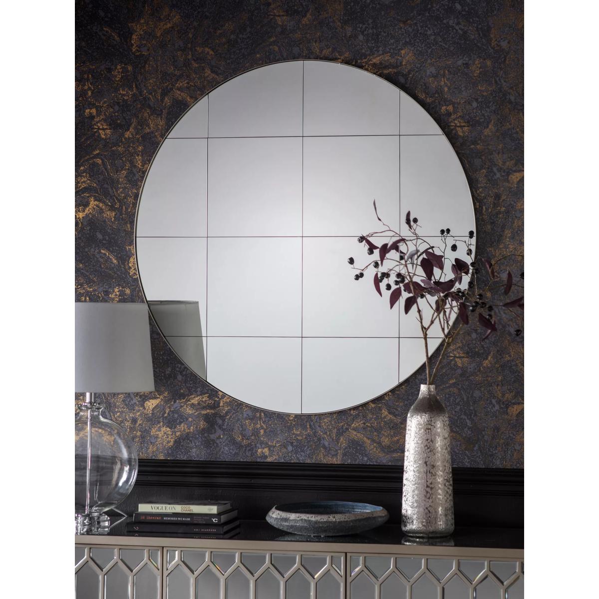 Boxley Round Metal Frame Mirror, 100cm, Silver – image 2