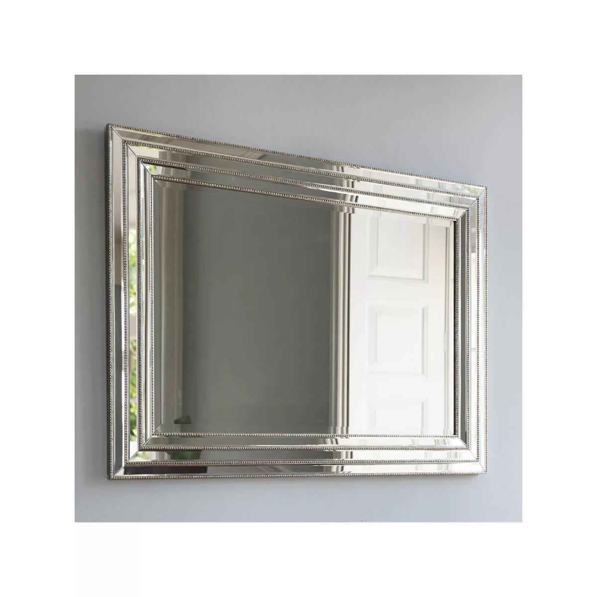 Leven Rectangular Beaded Glass Frame Wall Mirror, 112 x 82cm, Clear – image 2