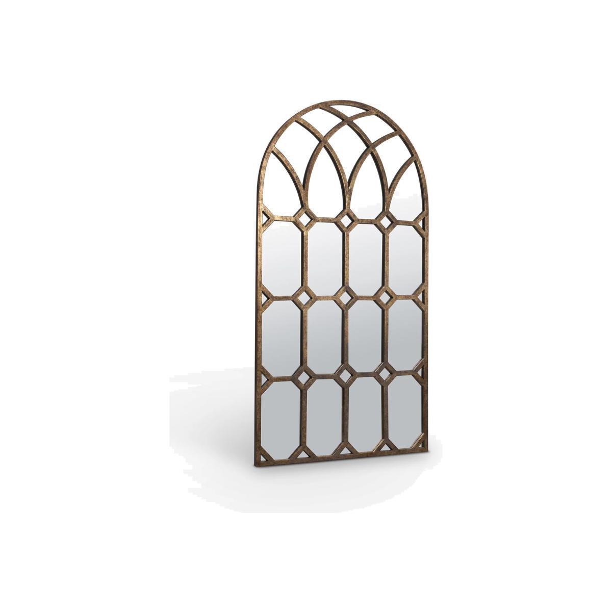 Khadra Arched Window Wall Mirror, 160 x 80cm, Gold – image 1