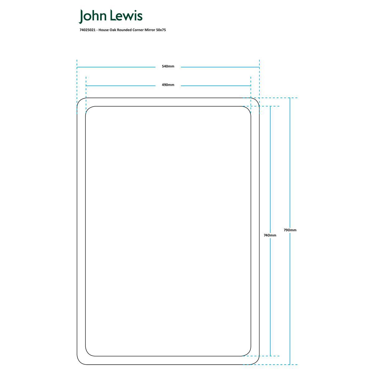 John Lewis & Partners Rounded Corner Mirror, 54 x 79cm, Oak – image 5