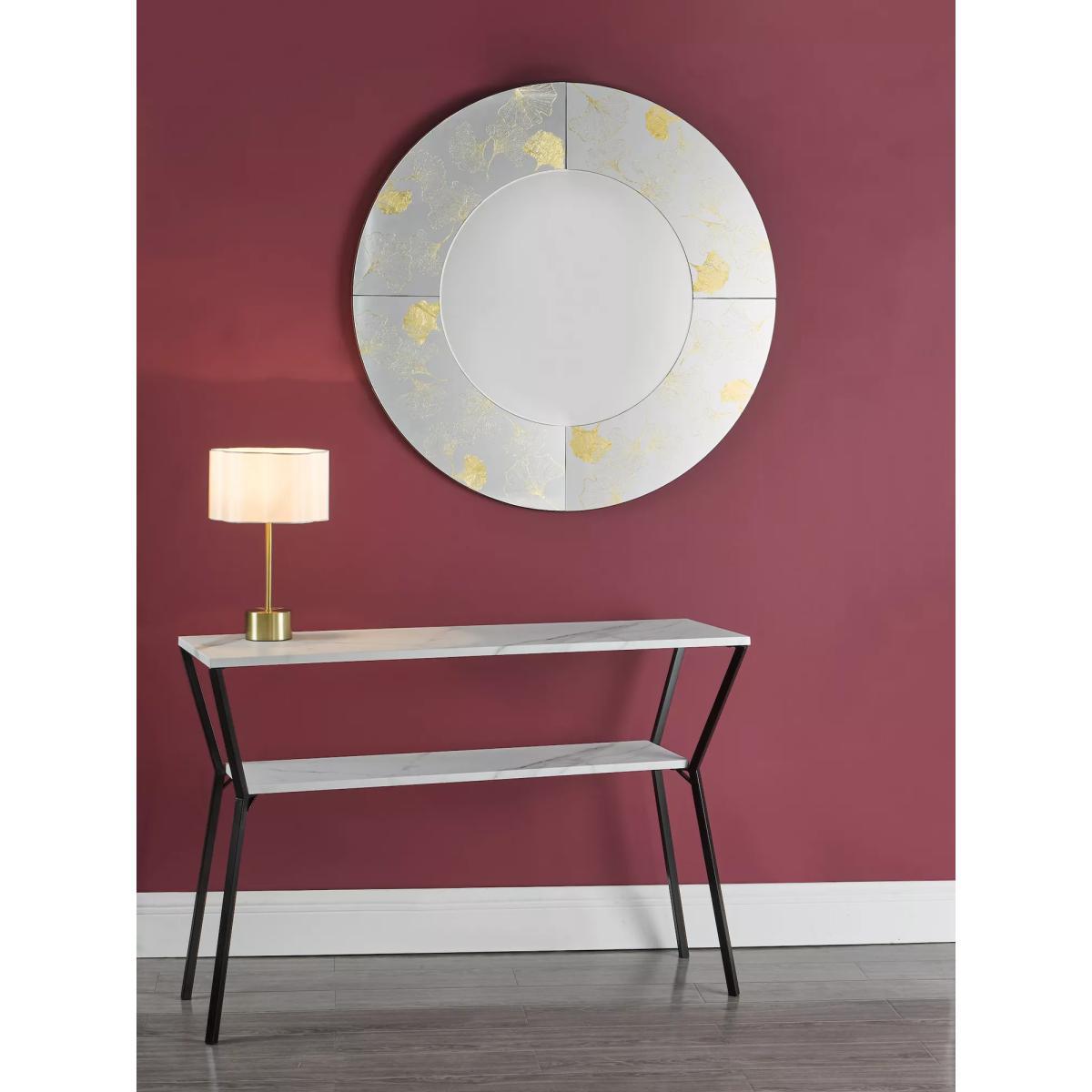 Där Asolo Ginkgo Leaf Round Wall Mirror, 100cm, Gold – image 3