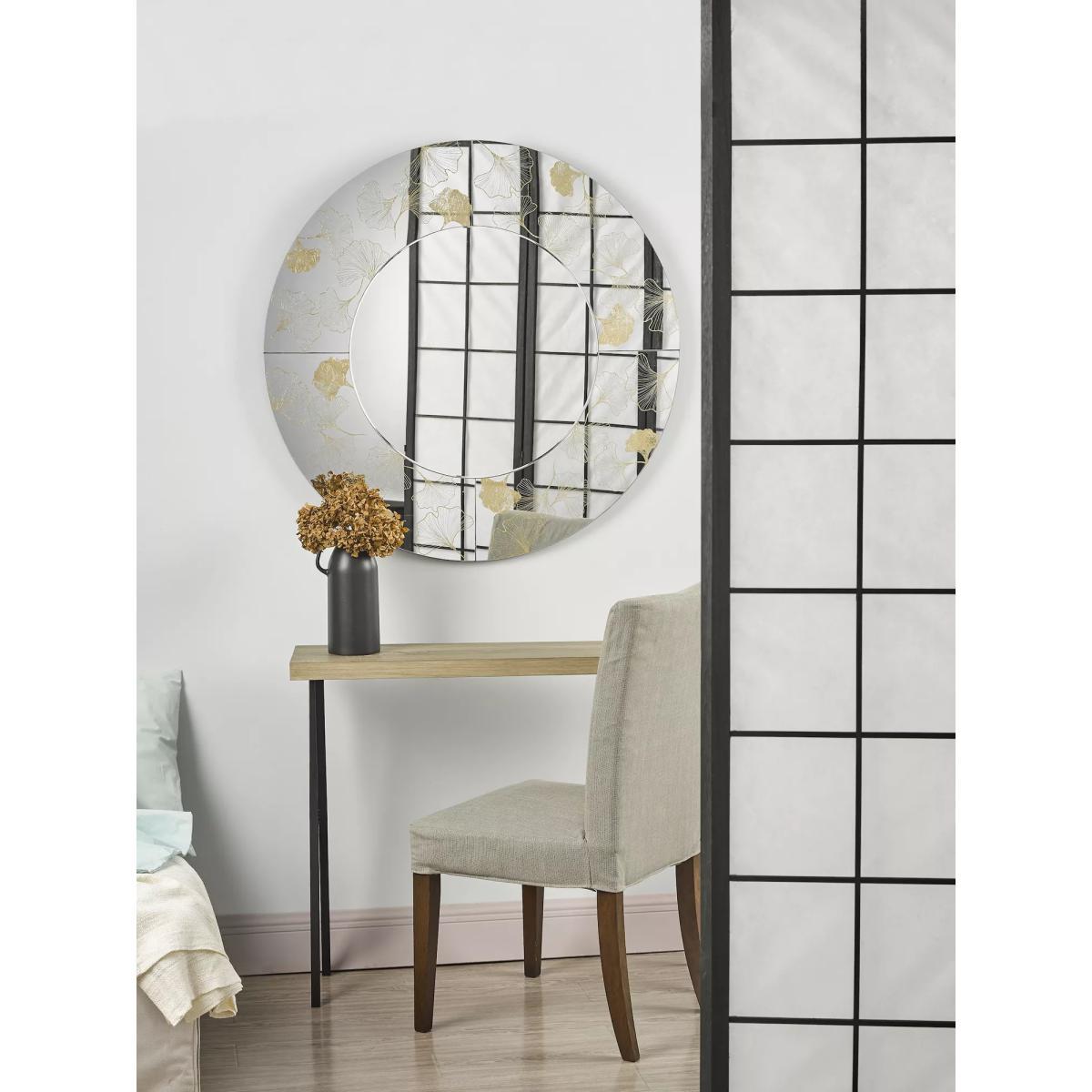 Där Asolo Ginkgo Leaf Round Wall Mirror, 100cm, Gold – image 4