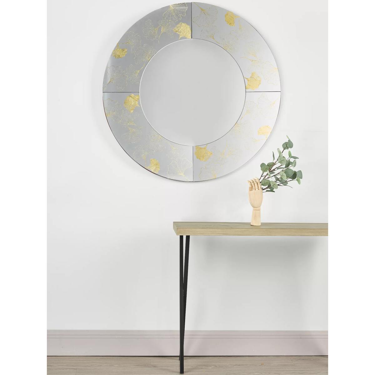 Där Asolo Ginkgo Leaf Round Wall Mirror, 100cm, Gold – image 5