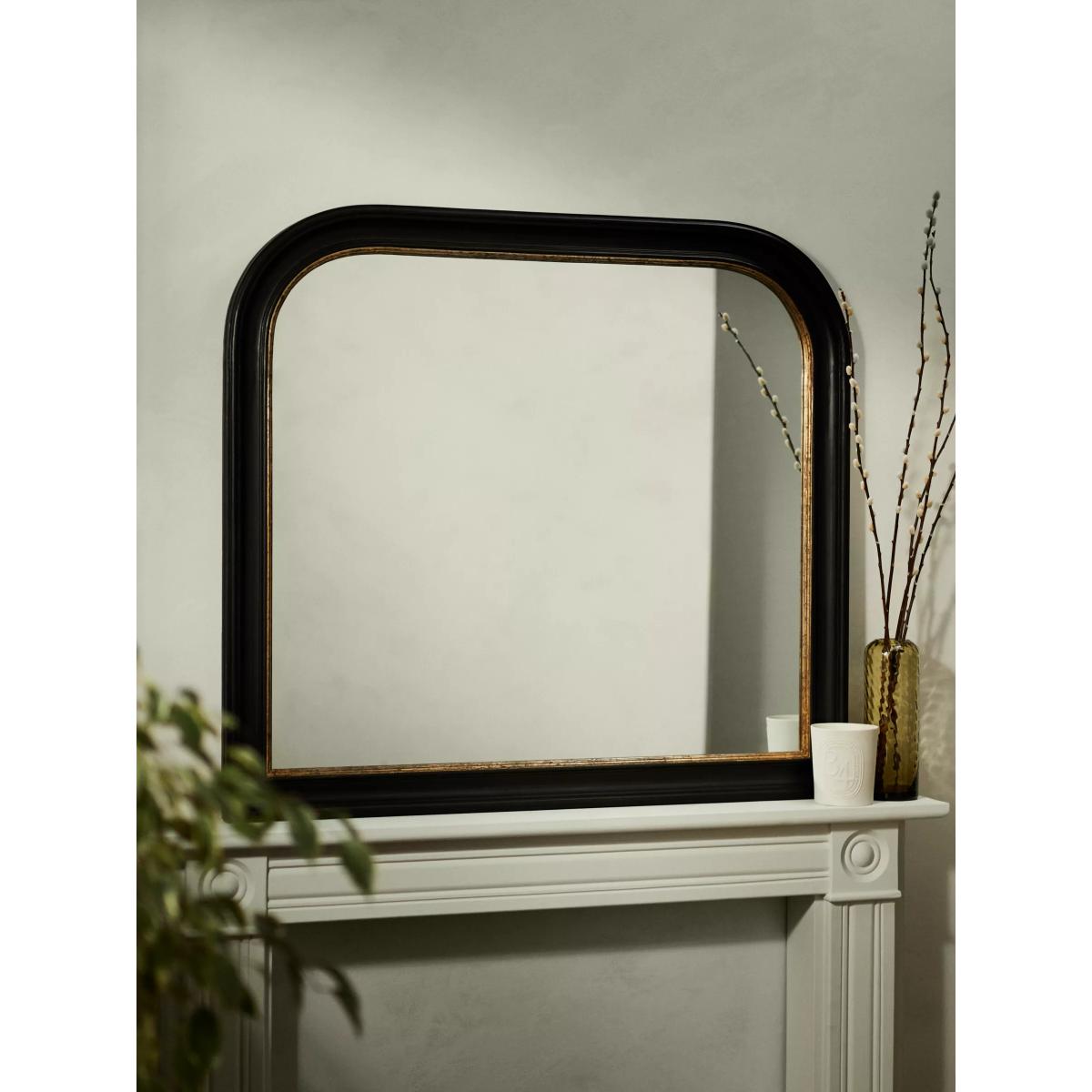 John Lewis Georgian Overmantle Wood Mirror, 95 x 105cm, Black/Gold – image 3
