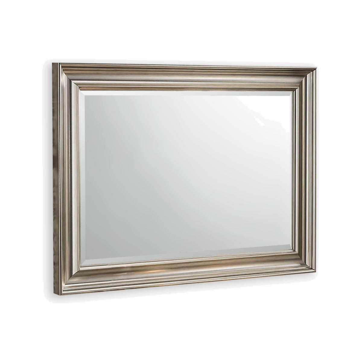 Ribbed Frame Rectangular Wall Mirror, 69 x 94cm, Silver – image 1