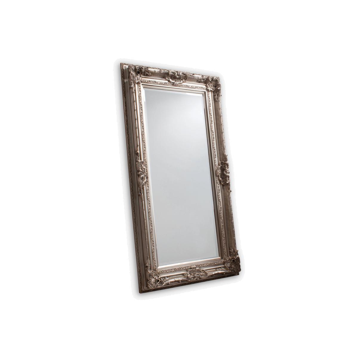 Valois Rectangular Decorative Frame Leaner / Wall Mirror, 182.5 x 96cm, Silver – image 1