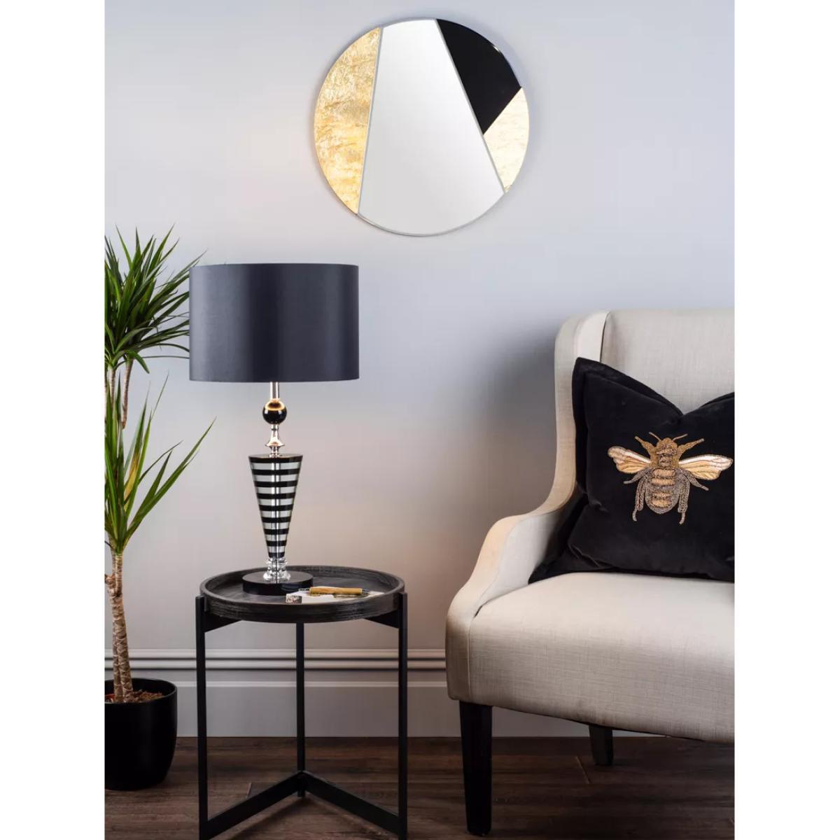 Där Jonna Geometric Round Wall Mirror, 50cm, Gold/Black – image 2