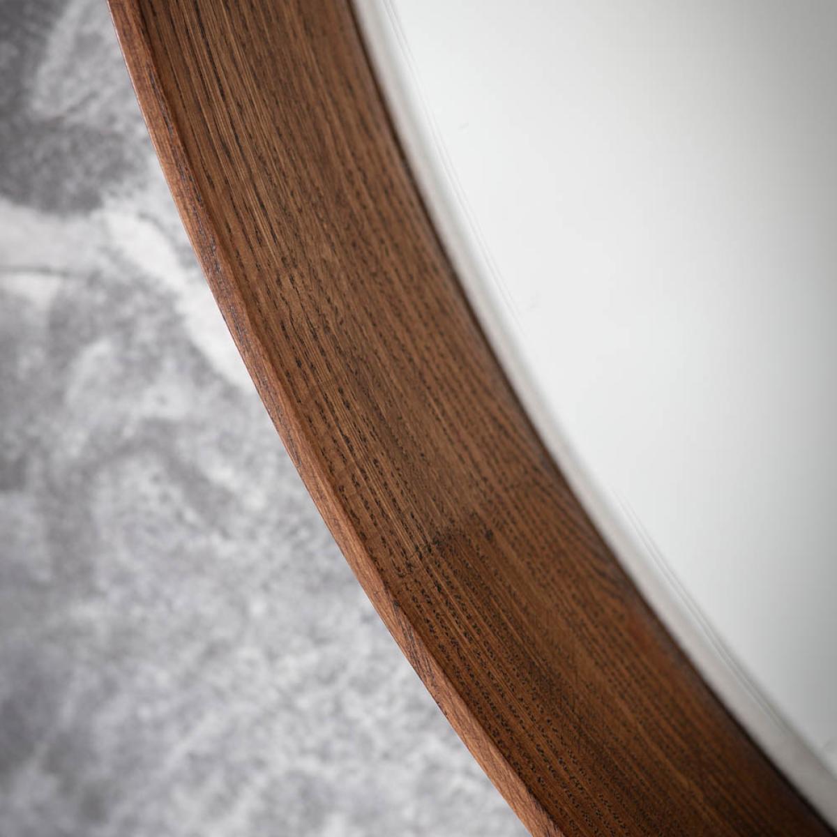 Barnard Large Round Wall Mirror - Dark Wood – image 3