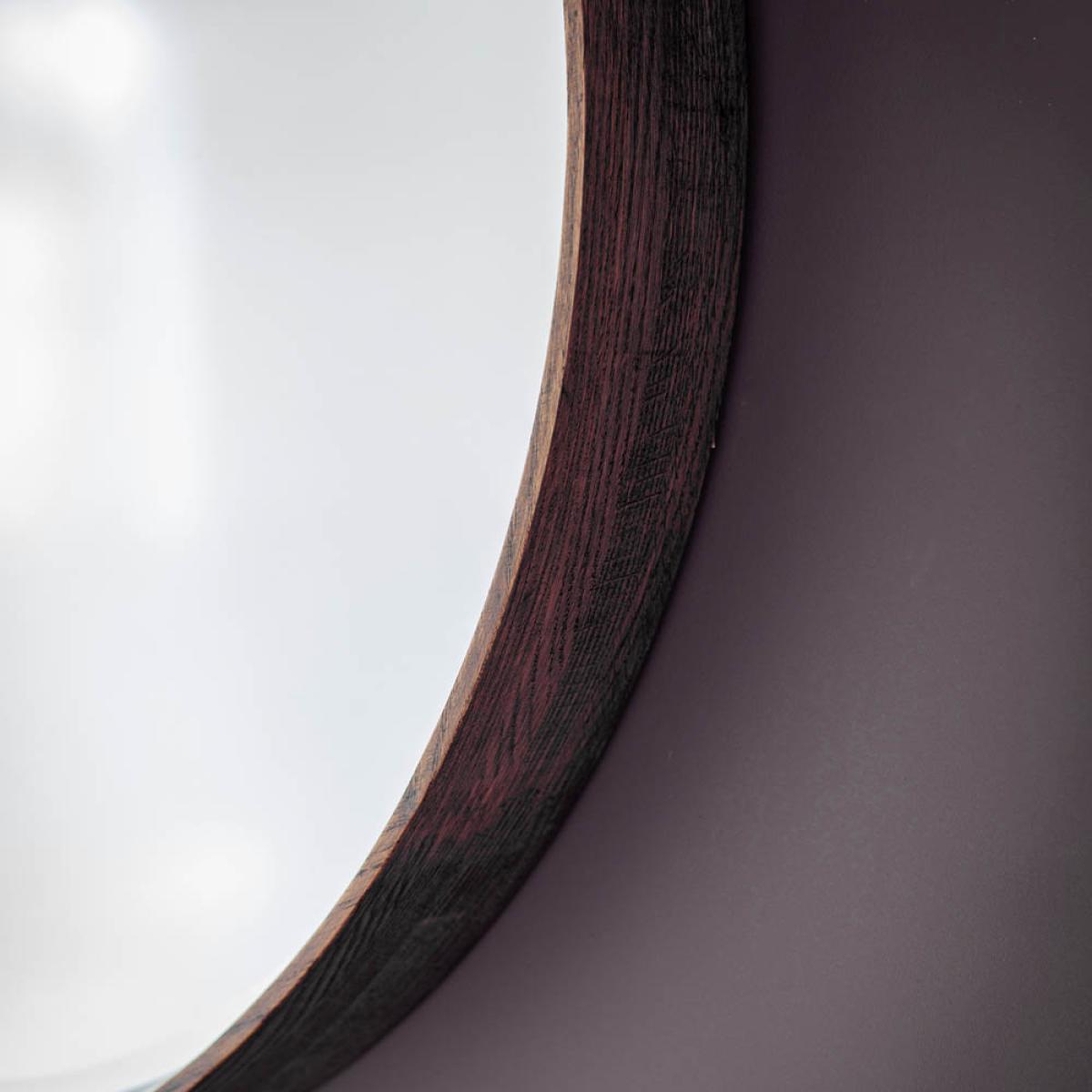 Barnard Medium Round Wall Mirror - Dark Wood – image 3