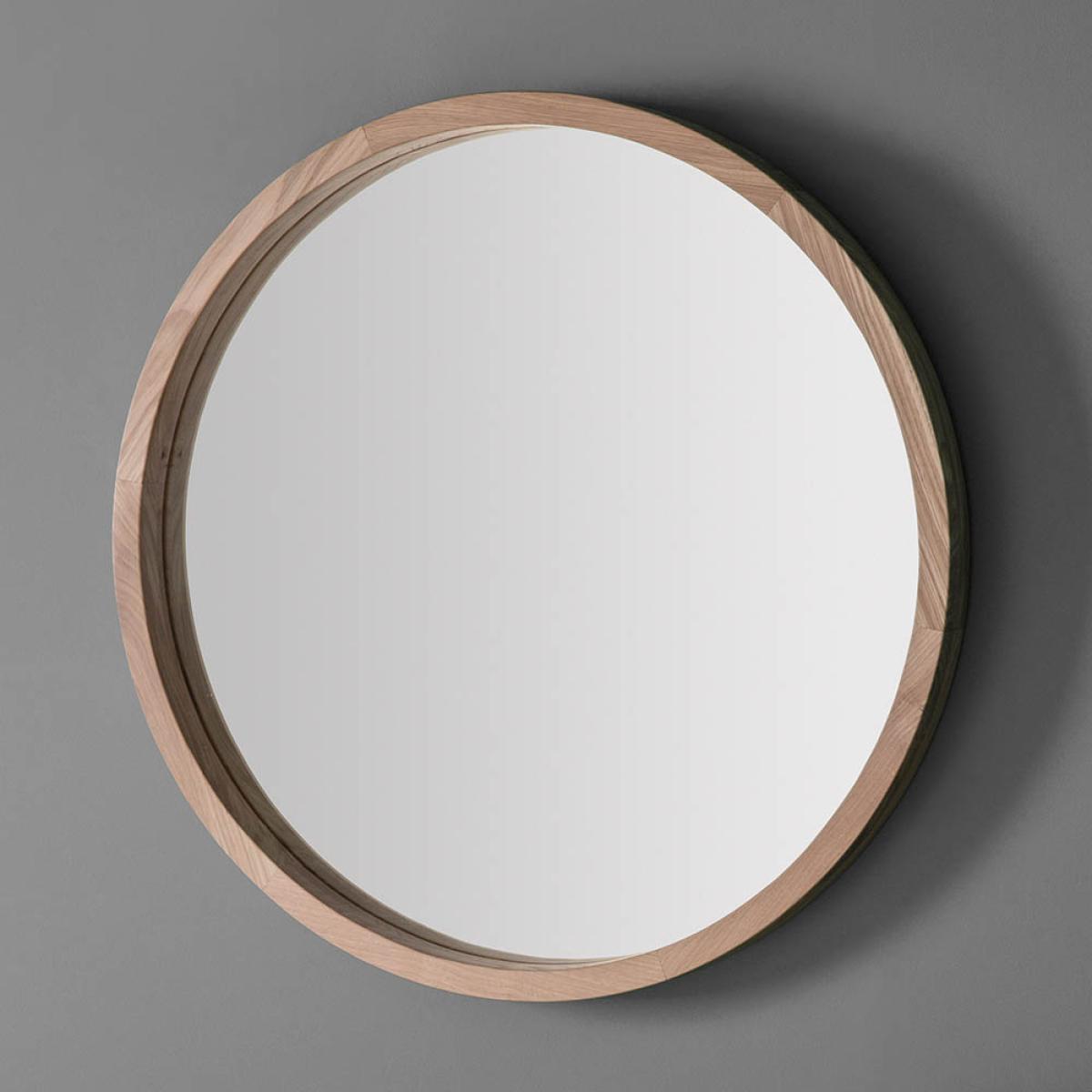 Roslyn Medium Round Wall Mirror - Light Wood – image 2