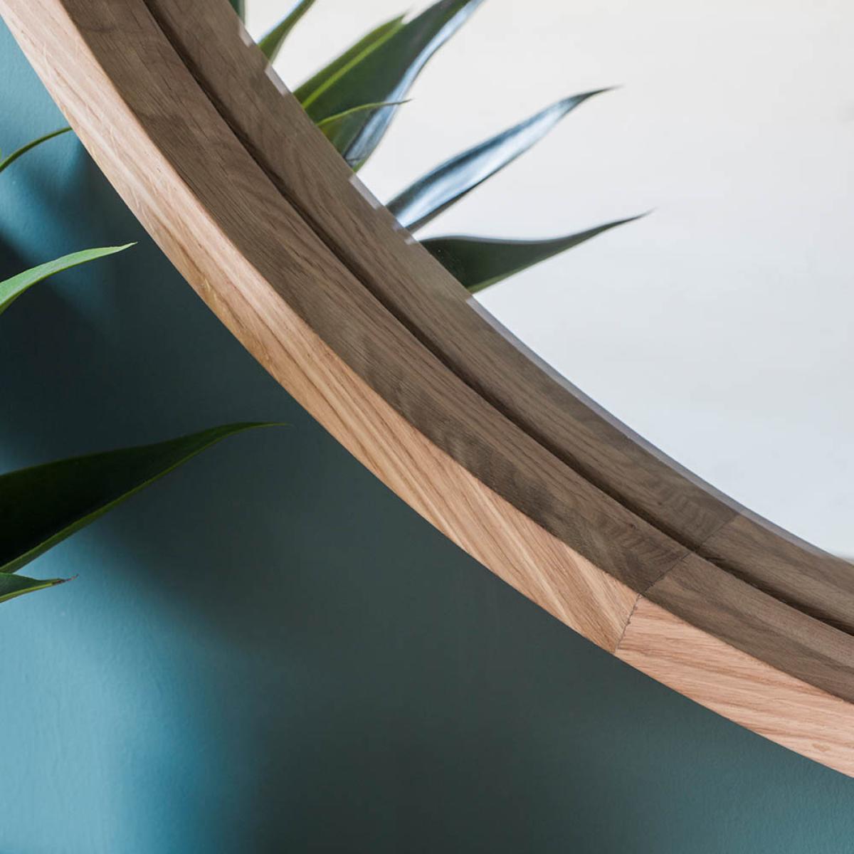 Roslyn Medium Round Wall Mirror - Light Wood – image 3