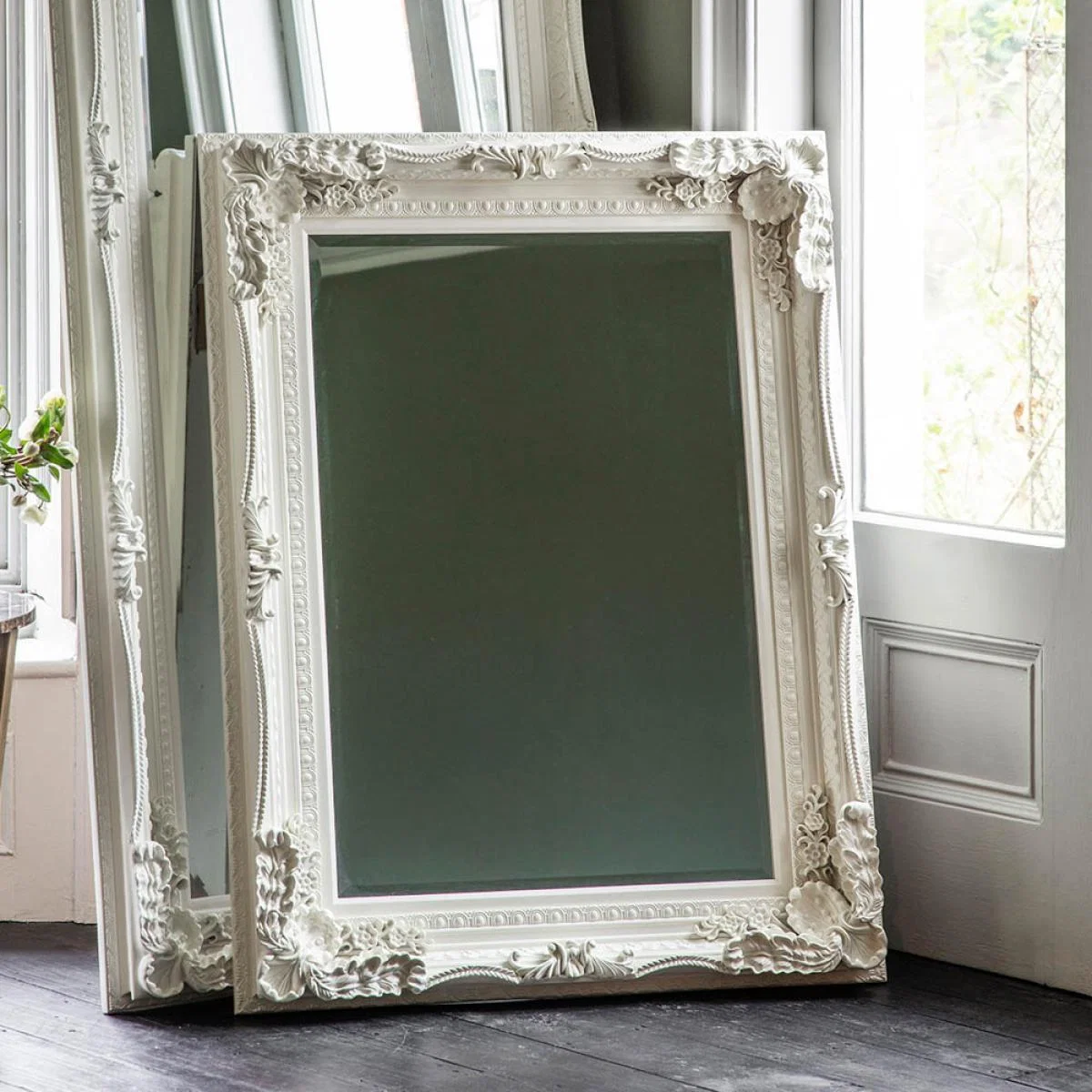 Louis Large Rectangle Wall Mirror - Cream – image 2