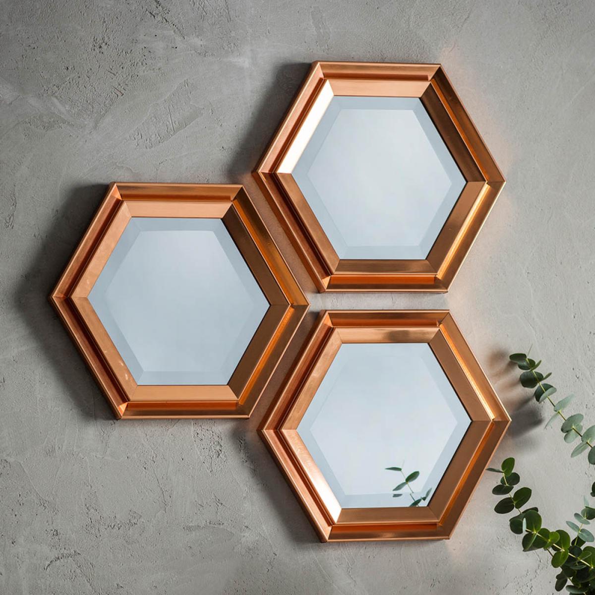 Charlesbourg Small Hexagon Scatter Set Mirror - Copper (Set of 3) – image 2