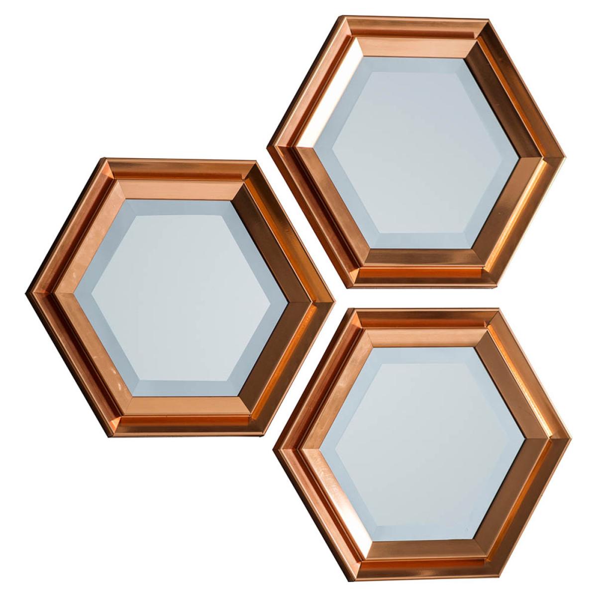 Charlesbourg Small Hexagon Scatter Set Mirror - Copper (Set of 3) – image 3