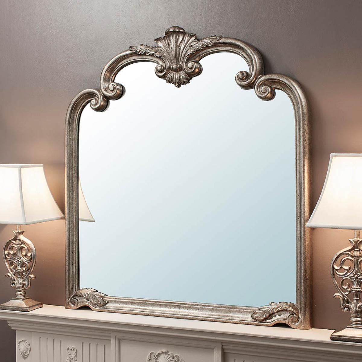 Hastings Large Rectangle Overmantle Mirror - Silver – image 2