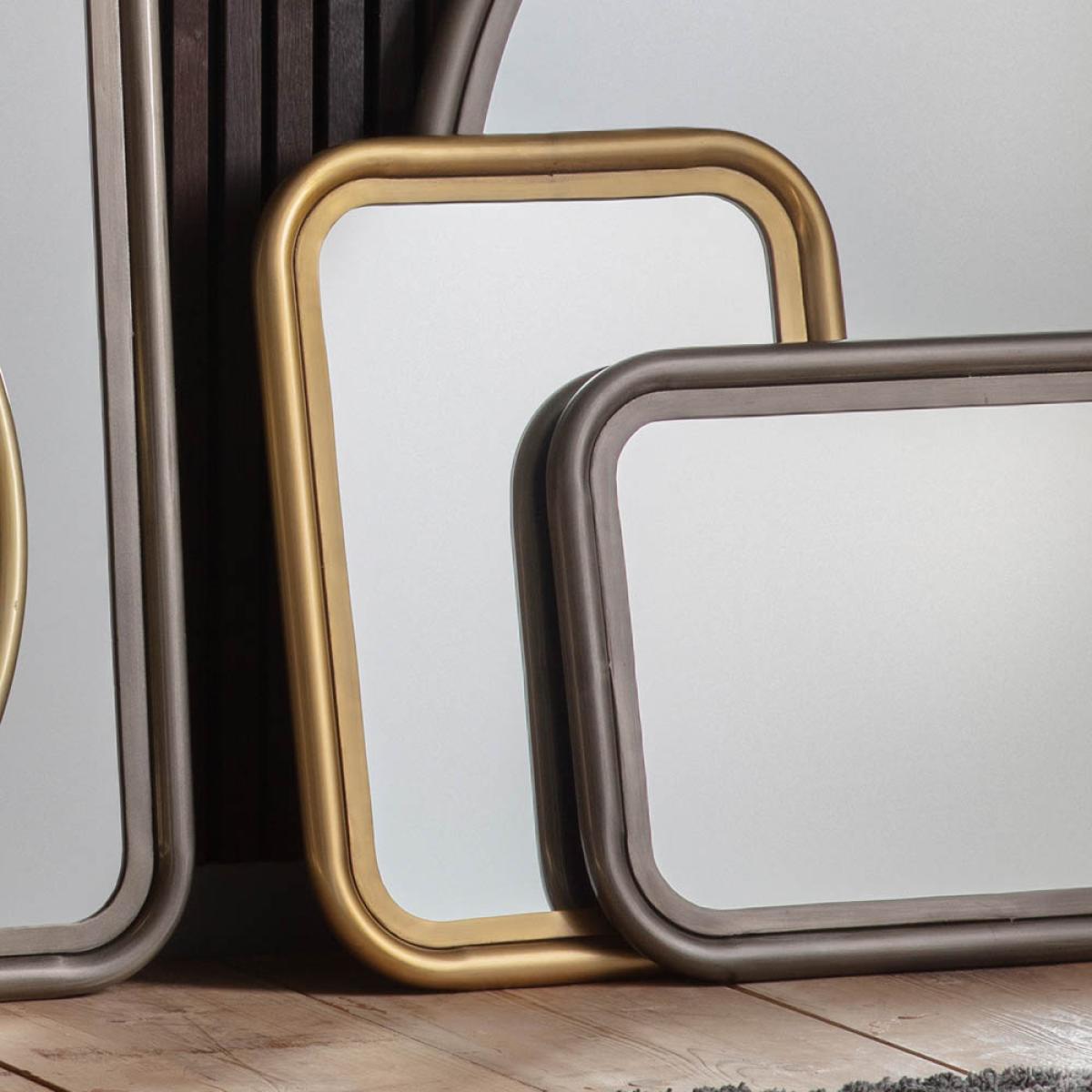 York 61cm Medium Rounded Rectangle Wall Mirror - Brass – image 2