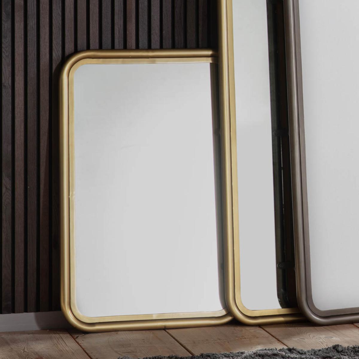 York 92cm Medium Rounded Rectangle Wall Mirror - Brass – image 2