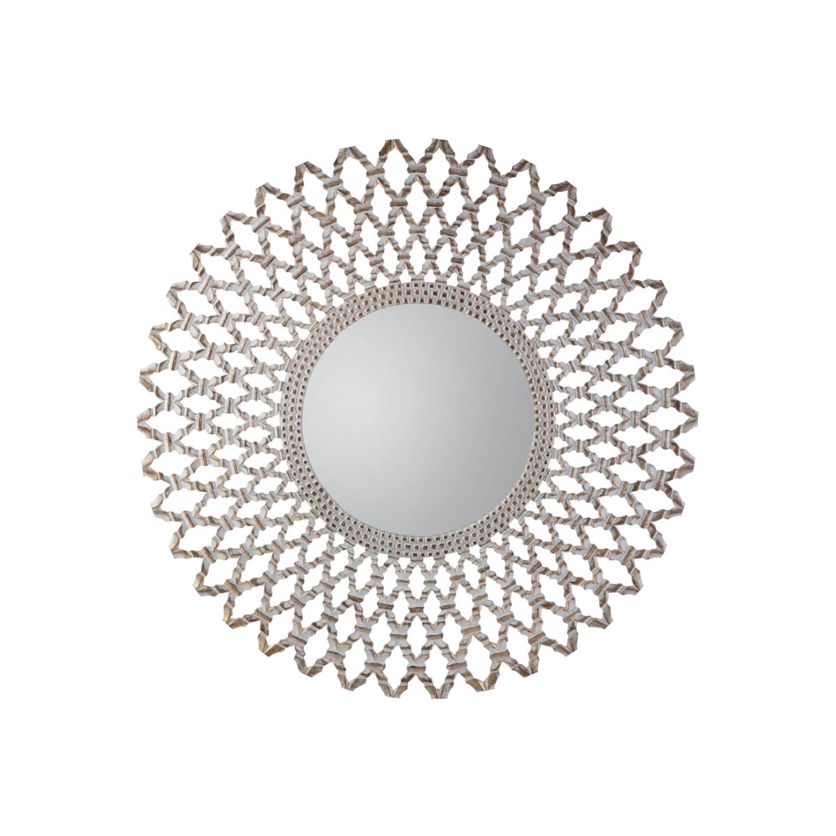 Hayley Large Round Wall Mirror - Light Wood – image 1