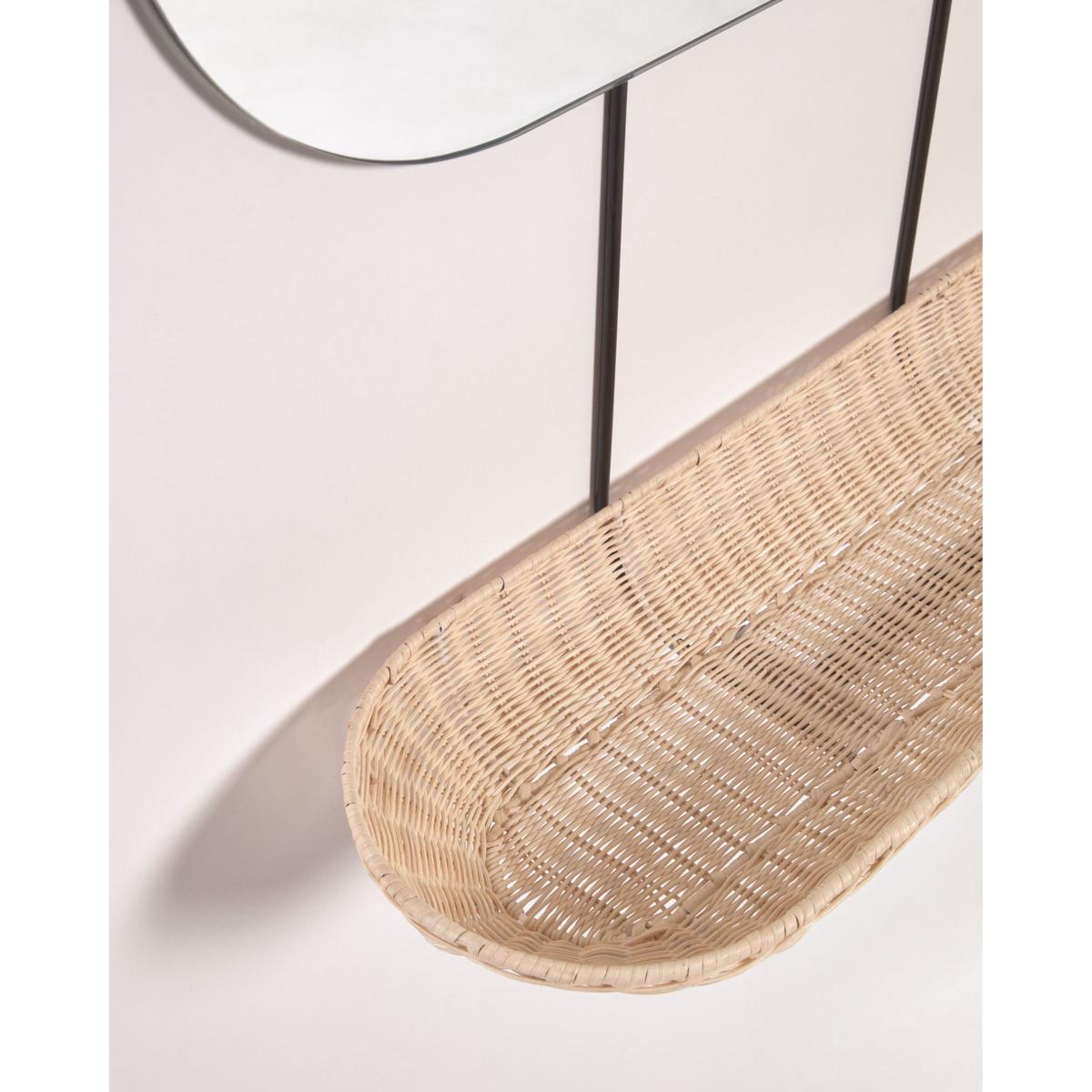 Ebian large wall mirror with rattan shelf with natural finish 80 x 29 cm – image 3