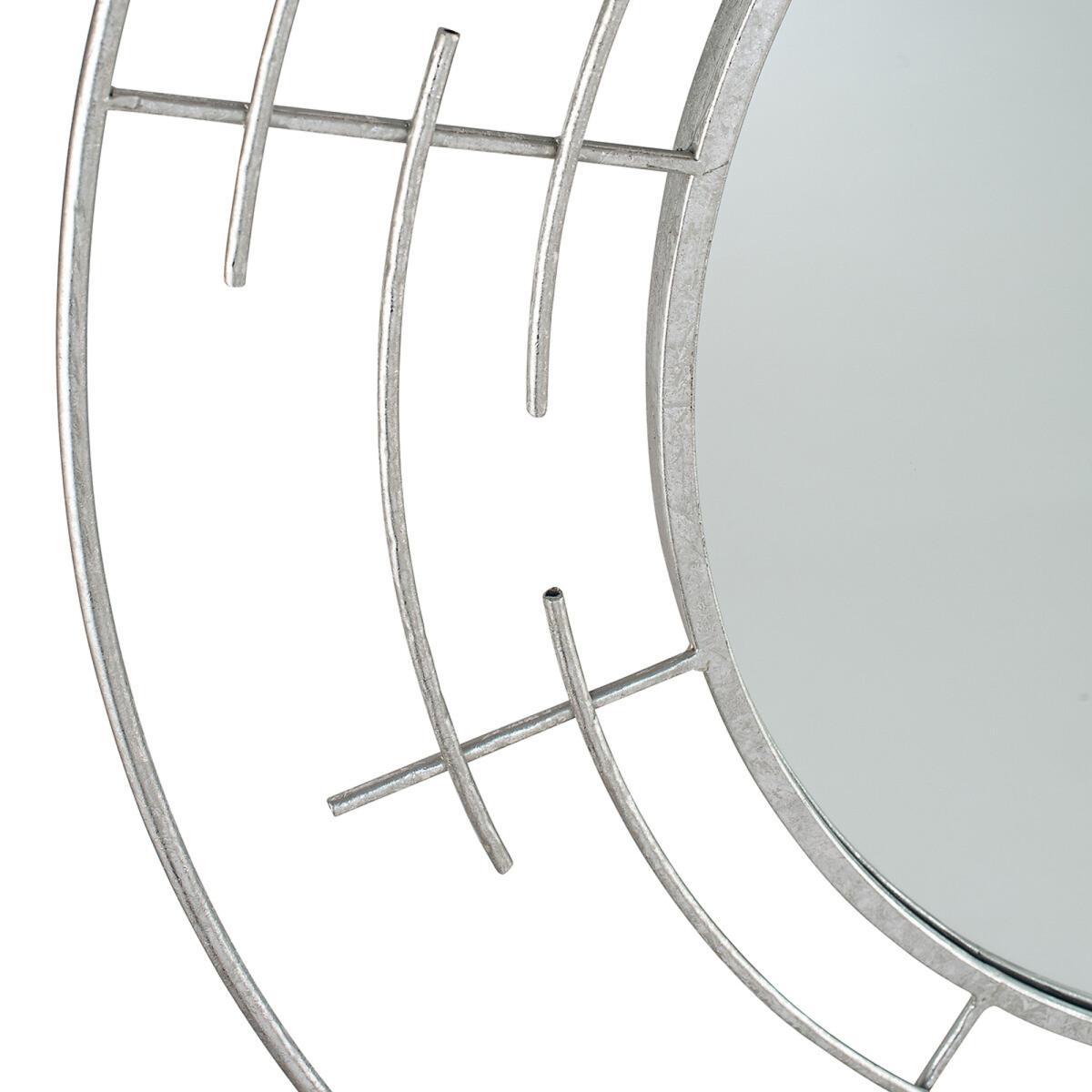 90cm Silver Metal Round Wall Mirror – image 2