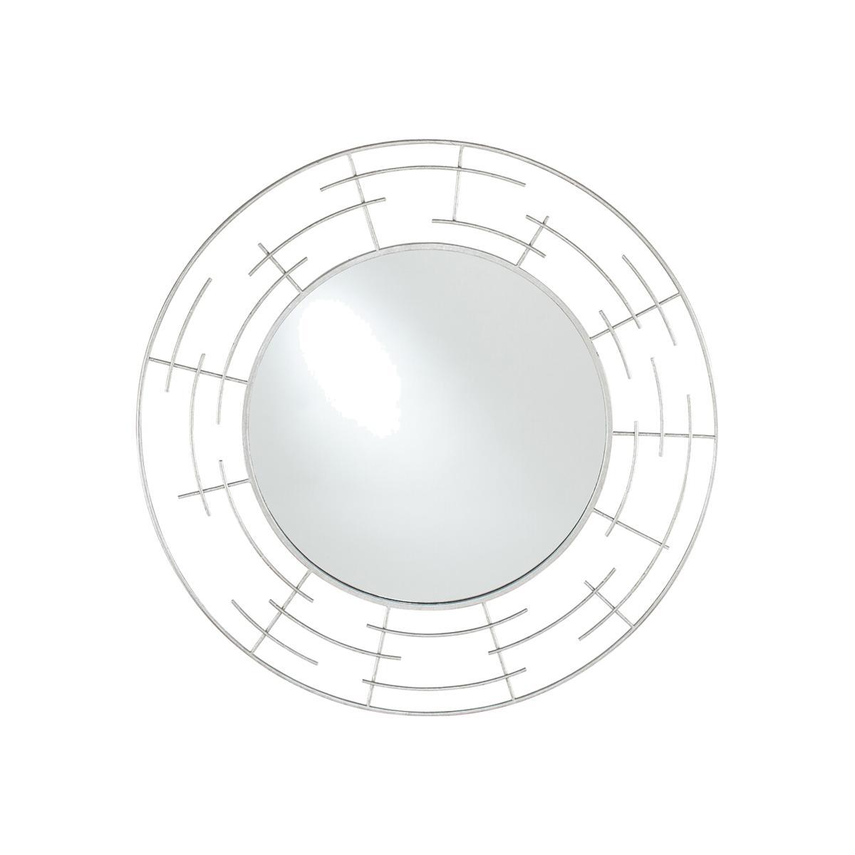 90cm Silver Metal Round Wall Mirror – image 1