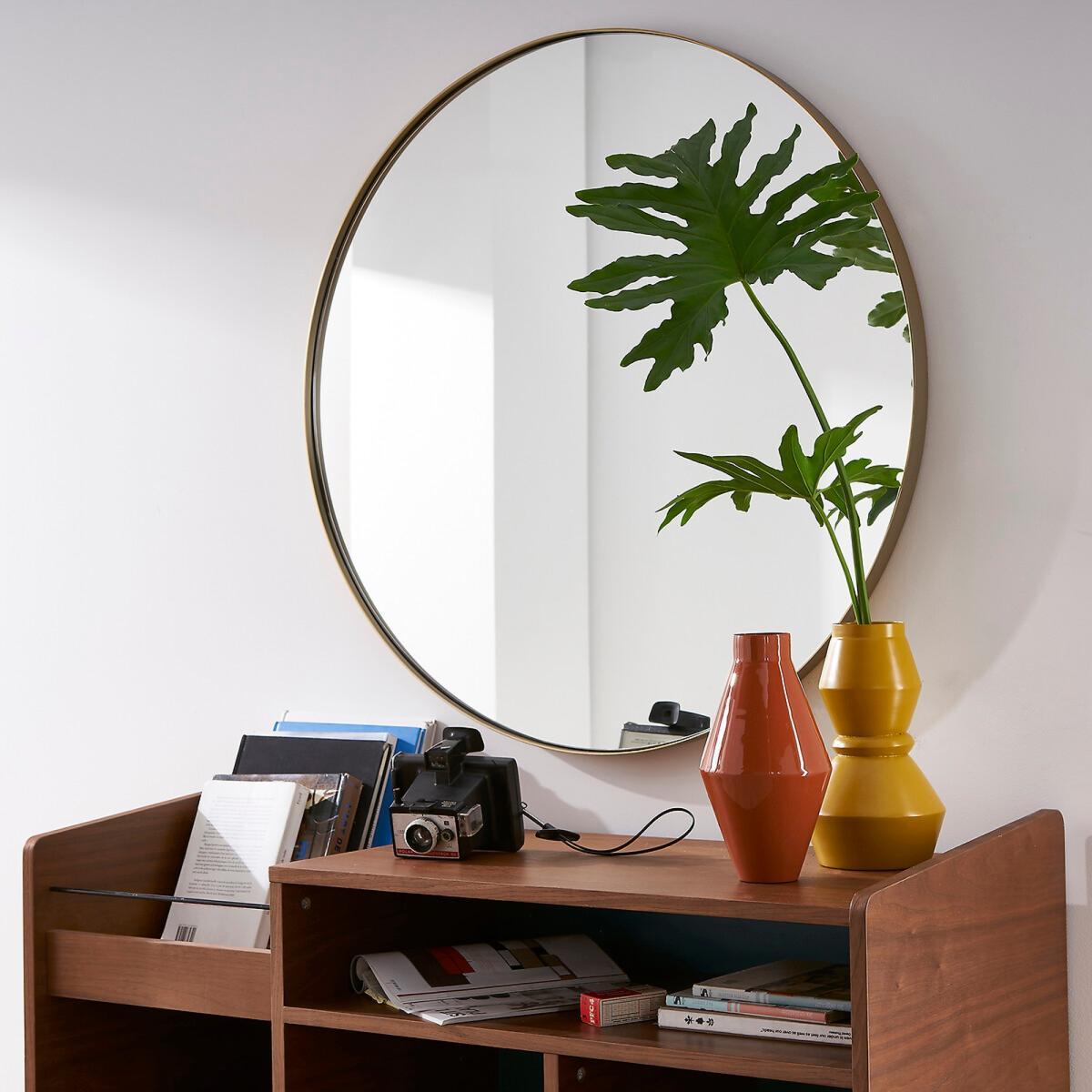 Iodus Round Mirror with Brass Frame, 90cm – image 3