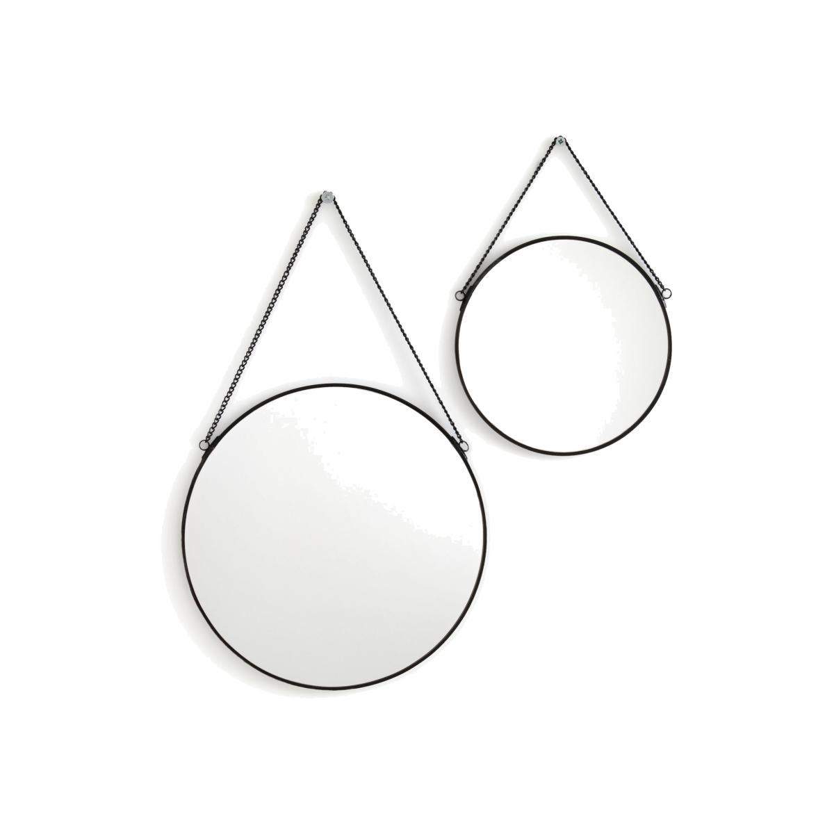 Set of 2 Uyova Round Mirrors in Brass or Black – image 1