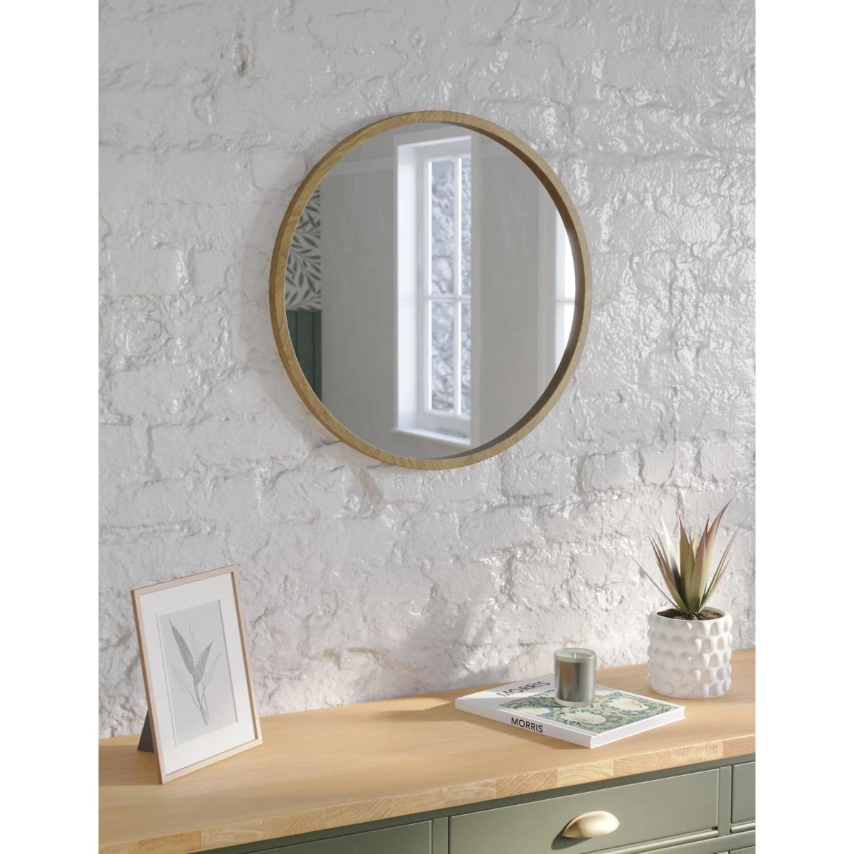 M&S Oak Round Hanging Wall Mirror, Oak – image 4