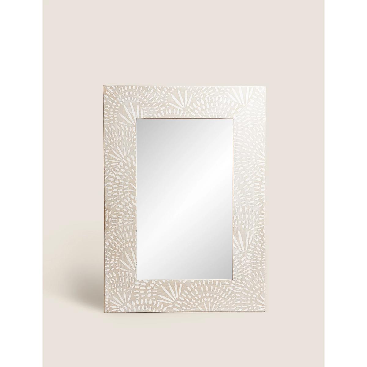M&S Wooden Medium Square Engraved Wall Mirror - Natural, Natural – image 2