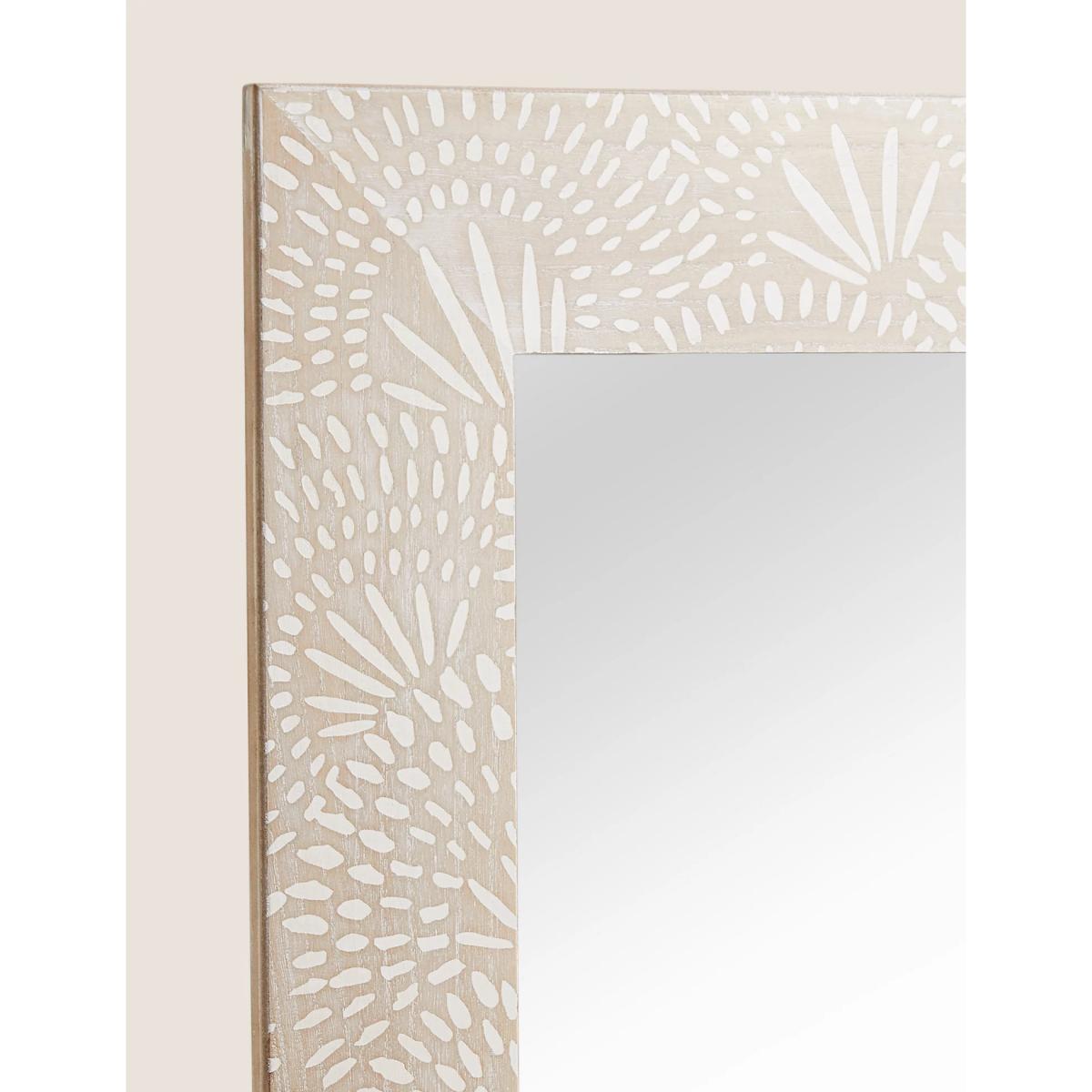 M&S Wooden Medium Square Engraved Wall Mirror - Natural, Natural – image 3