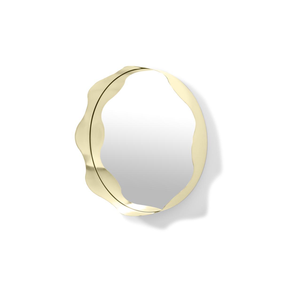 2LG Wavy Round Wall Mirror, 60 cm, Champagne Brass – image 2