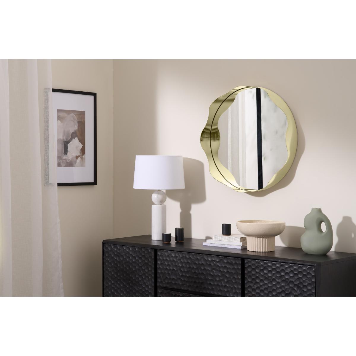 2LG Wavy Round Wall Mirror, 60 cm, Champagne Brass – image 3